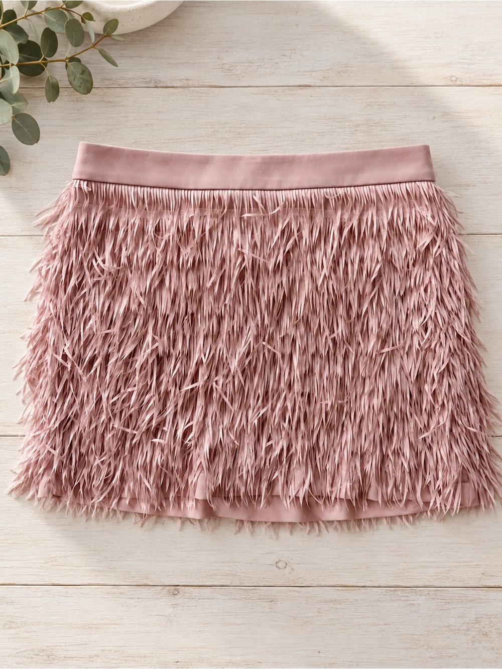 Express Blush Pink Fringe Mini Skirt NWT Size 8